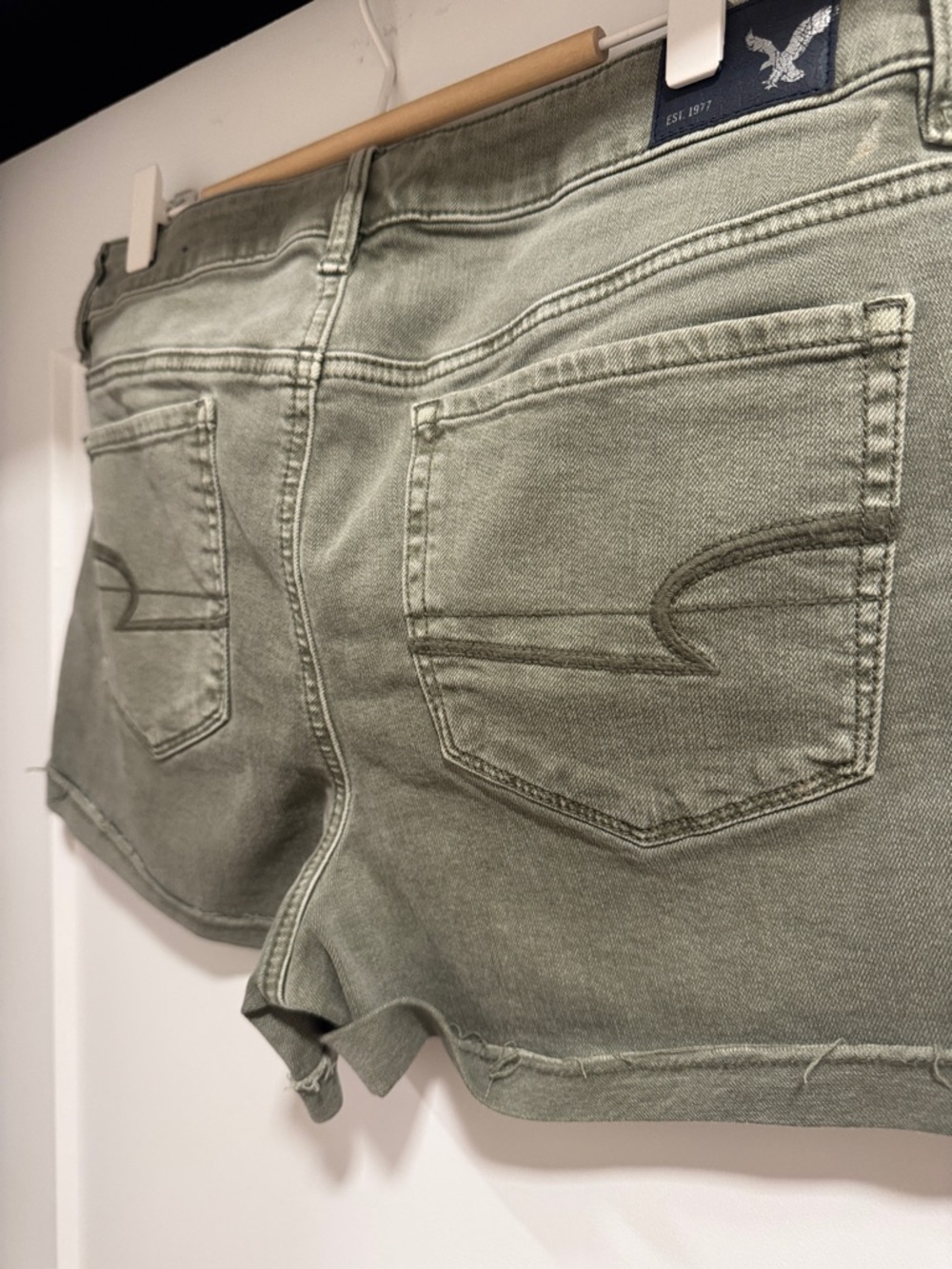 American Eagle Outfitters Olive Green Denim Short Shorts - Picture 8 of 8